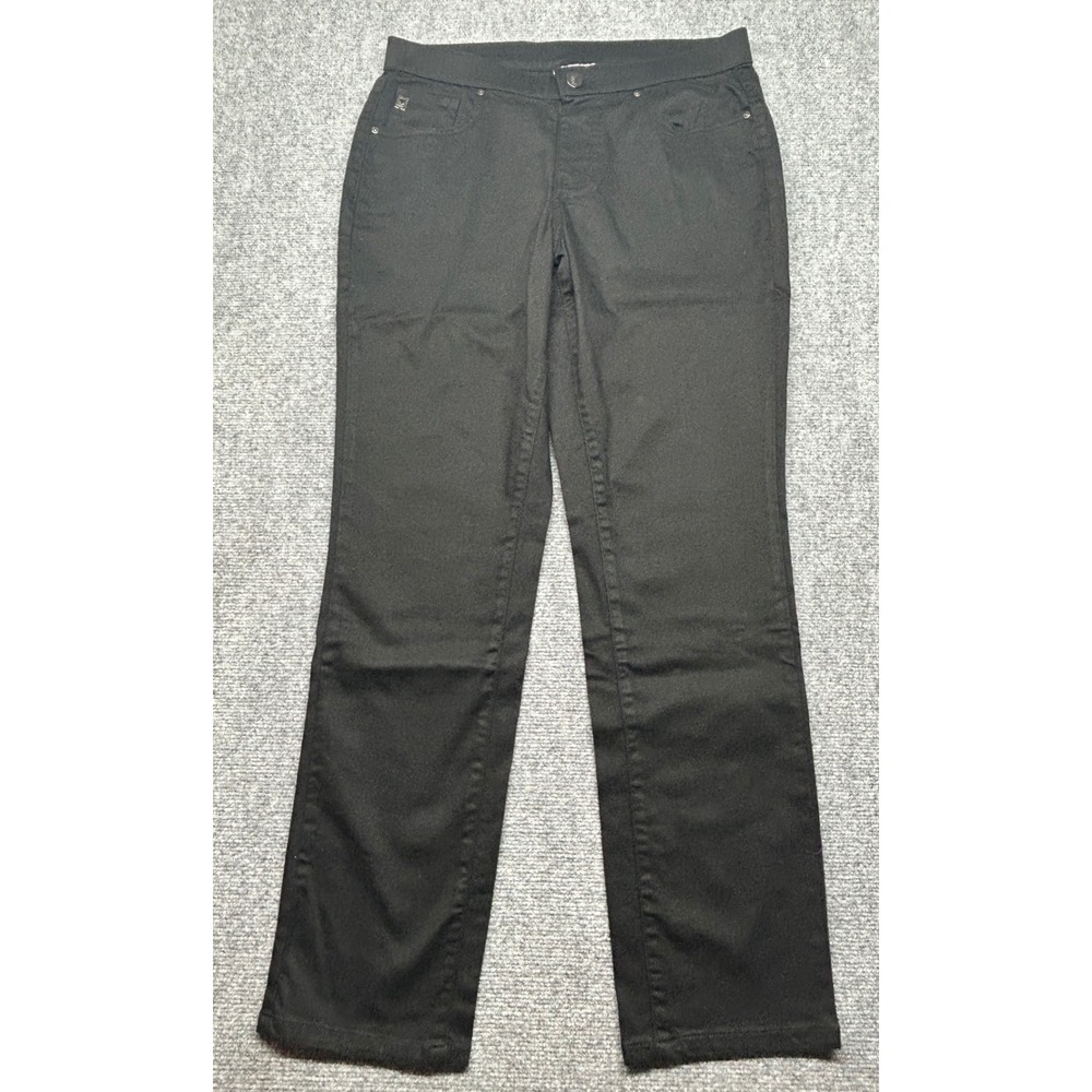Belle Kim Gravel Dress Pants Womens Size 14 Black Pull On Comfort Stretch New